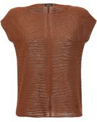 Akris Cotton-Silk Animal Print Knit Cap Sleeve Top - Lyst