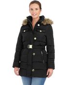 Michael Kors Cinch Waist Quilted Coat - Lyst