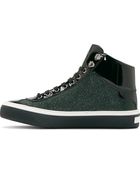 Jimmy Choo Green Glitter High_top Sneakers - Lyst