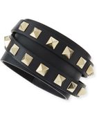 Valentino Rockstud Leather Wrap Bracelet - Lyst