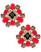 Kate Spade New York Gold-Tone Stone And Crystal Floral Cluster Earrings - Lyst