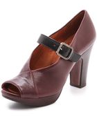 Chie Mihara Teunice Open Toe Pumps - Burgundy/Black - Lyst