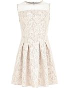 River Island Girls Cream Lace Fit and Flare Dress - Lyst