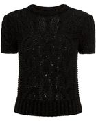 Polo Ralph Lauren Metallic Cropped Cable Knit Sweater - Lyst