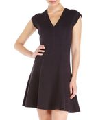 Rebecca Taylor Black Textured Knit Fit & Flare Dress - Lyst