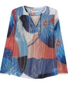Diane von Furstenberg Jana Printed Metallic Silk-Blend Gauze Top - Lyst