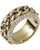 Michael Kors Goldtone Chain Crystal Ring - Lyst