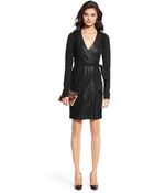 Diane von Furstenberg Leather Combo Wrap Dress - Lyst