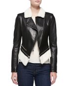 Dawn Levy Leather Jacket Wfaux-shearling - Lyst