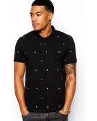 Asos Polo Shirt With All Over Stars Print - Lyst