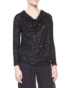 Donna Karan New York Asymmetric Sequined Cashmere Top - Lyst