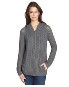 Autumn Cashmere Dark Grey Cashmere Blend Cable Knit Hooded Sweater - Lyst