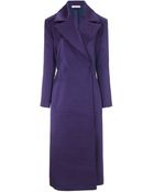 Barbara Casasola Purple Padded Satin Trench Coat - Lyst
