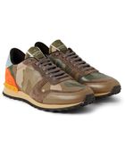 Valentino Camouflage-Printed Leather And Canvas Sneakers - Lyst