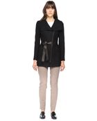 SOIA & KYO Drew Black Fitted Wool Jacket With Belt At Waist - Lyst