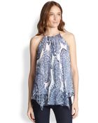 Milly Silk Chiffon Paisley-Print Handkerchief-Hem Tank - Lyst