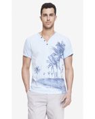 Express Pique Slub Knit Henley Tee - South Beach Stripe - Lyst