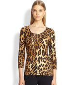 ESCADA Leopard-Print Knit Tee - Lyst