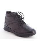 Tod's Black Leather Lace Up High Top Sneakers - Lyst