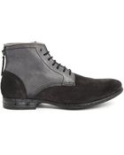 Diesel Chron Zip Black Leather Lace-Up Boots - Lyst