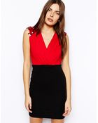 Ax Paris Wrap Dress with Sequin Shoulder - Lyst