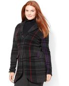 Lauren by Ralph Lauren Plus Size Plaid Sweater Coat - Lyst