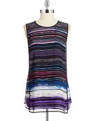 Vince Camuto Petite Patterned Sleeveless Blouse - Lyst