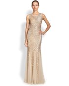 Aidan Mattox Sequined Godet Gown - Lyst