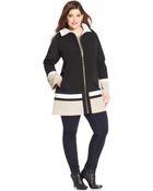 Jones New York Plus Size Hooded Colorblocked Coat - Lyst