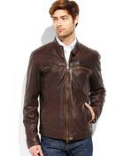 Vince Camuto Four-Pocket Leather Motorcycle Jacket - Lyst