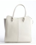 Tod's White Leather Logo Stamp Top Handle Large Tote - Lyst
