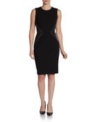 Calvin Klein Studded Faux Leather Side Panel Dress - Lyst