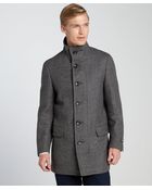 Canali Light Grey Wool Blend Three Quarter Coat - Lyst