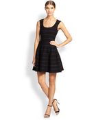 Rvn Stripe Knit Jacquard Flare Dress - Lyst