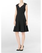 Calvin Klein Pleated Fit + Flare Sleeveless Dress - Lyst