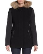 Marc New York By Andrew Marc Fur-Trimmed Wool Colorblock Jacket - Lyst