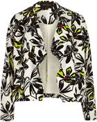 River Island Cream Floral Print Draped Cropped Jacket - Lyst
