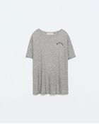 Zara Embroidered T-shirt - Lyst