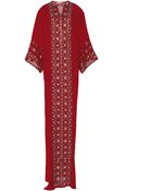 Oscar de la Renta Red Three Quarter Sleeve Caftan - Lyst