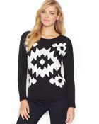 Kensie Long-Sleeve Geometric-Knit Sweater - Lyst