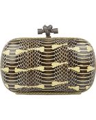 Bottega Veneta Snakeskin Knot Clutch - Lyst