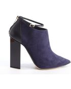 Jimmy Choo Navy And Black Suede Ankle Strap Leather Accent Boots - Lyst