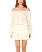 Loveshackfancy Popover Ruffle Mini Dress Ivory - Lyst
