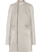Rick Owens Pleated Leather And Wool-Felt Coat - Lyst