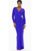 Ralph Lauren Lauren Gown V Neck Matte Jersey - Lyst