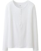 Uniqlo Supima Cotton Henley Neck Long Sleeve Tshirt - Lyst