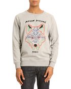 Maison Kitsuné Fox Embroidered Grey Sweater - Lyst
