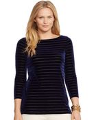 Lauren by Ralph Lauren Plus Striped Velvet Shirt - Lyst