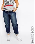 Asos Curve Exclusive Brady Dark Wash Indigo Boyfriend Jean - Lyst