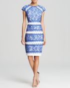 Tadashi Shoji Dress - Cap Sleeve Contrast Lace - Lyst